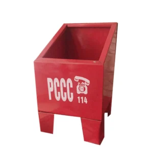 Kệ đựng 1 bình chữa cháy KB1 – Tôn sơn đỏ, có chữ PCCC 114